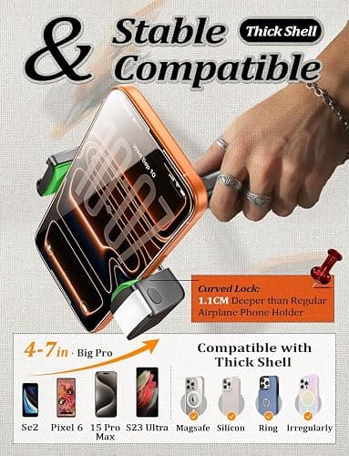 LISEN Best Airplane Tech Gadgets Tech Accessories Airplane Phone Holder (LED Light) Travel Essentials for Flying Gifts for Women Her Long Flight Travel Accessories for Women Men Selfie Photography thumbnail 6