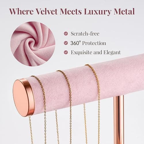 bussdis 3 Tier Bracelet Holder Display - Detachable T Bar Pink Velvet Bracelet Holder, Jewelry Holder Organizer for Bracelet, Necklace, Earrings, Rings thumbnail 5