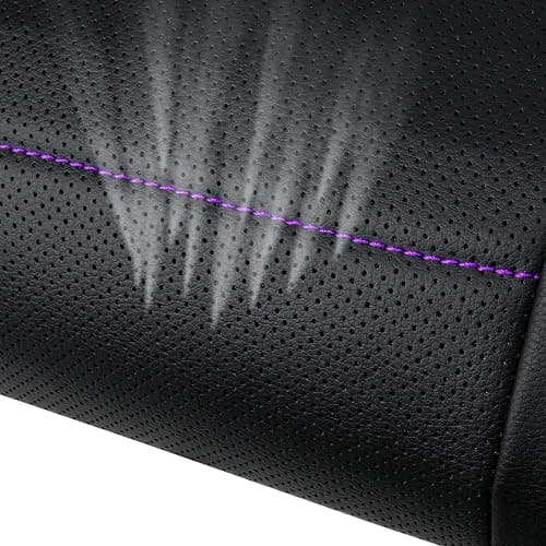 CAR PASS Piping PU Leather Car Seat Cover,Inside Zipper Design and Reserved Opening Holes Airbag Compatible,Universal FIT for Car, SUVs,Van,Trucks,Full Set, Black & Purple thumbnail 7