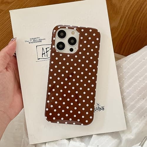 Reezaddin Brown Polka Dot Phone Case for iPhone 15 6.1in,Retro Vintage Cute Aeshtetic Classic Minimalist Chic Pattern Protective Cover for Girls Women thumbnail 8