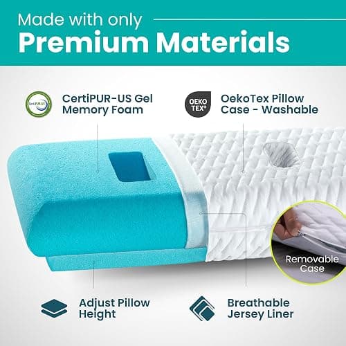 BLISSBURY Ear Pillow with Hole | Ear Piercing Pillow | Adjustable Memory Foam with for chondrodermatitis CNH | Piercing Pillow for Side Sleepers thumbnail 3