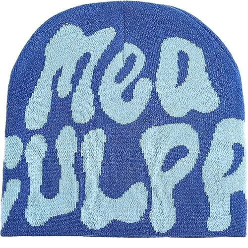 TaowaveWomen Beanie Y2k Hat,MEA Culpa Graphic Beanies Designs,Winter Hat Knit Skull Cap for Women - Image 1