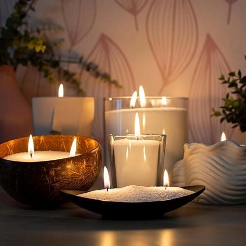 CANDELISS Pearled Candle and Wicks. Candle Sand Powder and Wicks for vases Pearled Candle Wax Powder Pearls Refill with Wicks Powder Candle granules Granulated Snow Wax (1kg) - 1 KG thumbnail 7