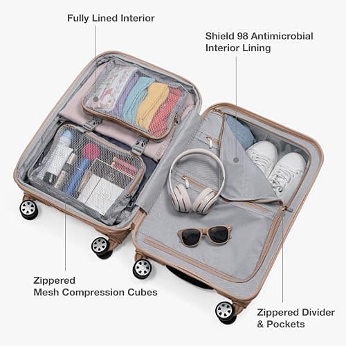 Traveler's Choice Pagosa Hardshell Expandable Luggage with Spinner Wheels, Latte Beige, 22-Inch Carry-on thumbnail 8