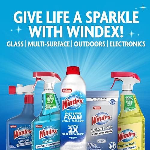 Windex Glass and Window Cleaner Spray Bottle, Packaging Designed to Prevent Leakage and Breaking, Surface Cleaning Spray, Original Blue Scent, 23 Fl Oz thumbnail 9
