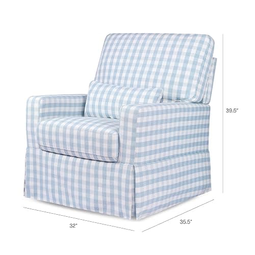 NAMESAKE Crawford Pillowback Comfort Swivel Glider in Blue Gingham, Greenguard Gold & CertiPUR-US Certified thumbnail 3