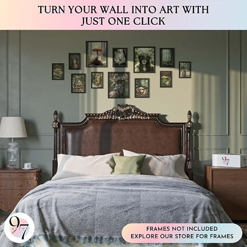 97 Decor Nature Goblincore Decor - Fantasy Wall Art Prints, Magical Forest Posters For Room Aesthetic, Fairycore Pictures Cottage Core Artwork, Earthy Therian Room Decorations For Bedroom (Unframed) thumbnail 3