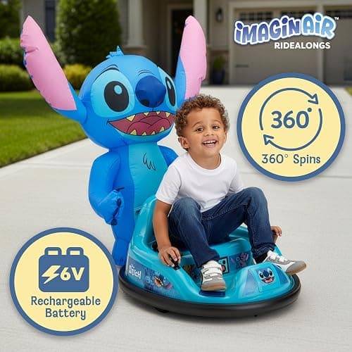 ImaginAir 6V Stitch Toys Kids Bumper Car - Kids Electric Ride On Car, Toddler Toy, Auto-Inflated, Parent Remote Control, 360° Spins, LED Lights, 1MPH Speed, Max Weight of 66lbs, Age 1.5-4yrs thumbnail 8