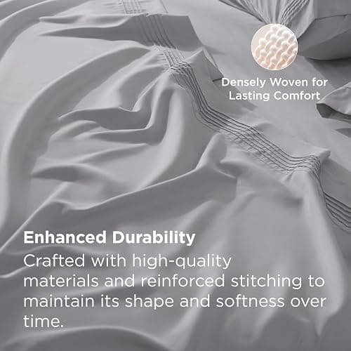 Bedsure Deep Pocket Full Size Bed Sheets Set - Fits Mattresses Up to 21 Inches Thick - 4 Piece GentleSoft Bed Sheets, Moisture Wicking, Cooling Bedsheet & Pillowcases, Easy & Secure Fit, Light Grey thumbnail 6