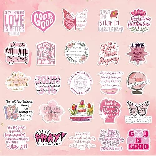 100PCS Pink Bible Verse Stickers for Adults Jesus Stickers Faith Based Gifts for Girl Women Inspirational Jesus Qoute Praise God Religious Decoration Party Favors thumbnail 4