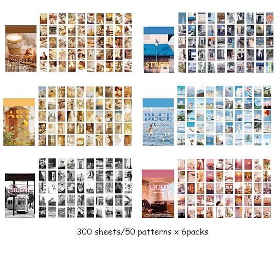 6 Sets 300 Pcs Washi Stickers Book for Journaling, Daily Scenery Life Stuff Travel Sricker Vintage Aesthetic Fashion Scrapbook Stickers Set for Bullet Journal Art Diary Craft Gifts Planner Notebook - Fashion Art Style thumbnail 2
