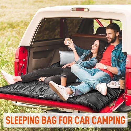 MEREZA Double Sleeping Bag for Adults Mens with Pillow, XL Queen Size Two Person Sleeping Bag for All Season Camping Hiking Backpacking 2 Person Sleeping Bags for Cold Weather & Warm thumbnail 4