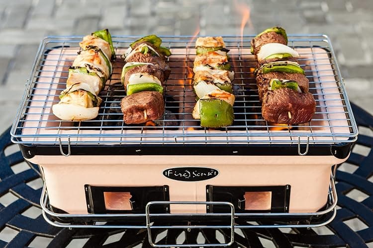 Fire Sense 60450 Yakatori Internal Grates Charcoal Chrome Cooking Grill Japanese Table BBQ Handmade Using Clay Adjustable Ventilation For Outdoor Barbecues Camping Traveling - Large - Tan thumbnail 2