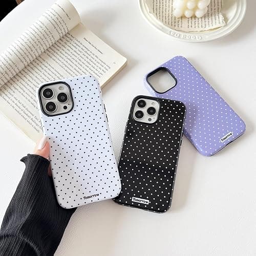 branple Compatible with iPhone 16 Pro Case, Simple Cute Aesthetic Polka Dot Pattern with Shockproof Soft TPU and Hard PC Protective Phone Case for Women Designed for iPhone 16 Pro 6.3"-White thumbnail 5