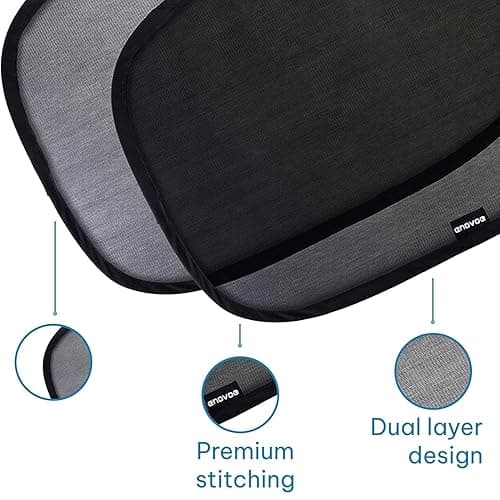 Enovoe Car Window Shades for Baby (2 Pack) - 21x14 Inches Sun Shade Blocker, Cling - Glare Shield and UV Rays Protection for Your Child - Side Windows Screens for SUV- Mesh Window Shades for car Baby - 21x14'' - 2 thumbnail 3