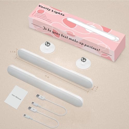 Benreom 2 Pack Wireless Vanity Lights for Mirror, Rechargeable Battery Operated Makeup Light, Adjustable Color Brightness & Angle Light Bar, Magnetic Stick on LED Lighting Bathroom Decor Accessories thumbnail 7