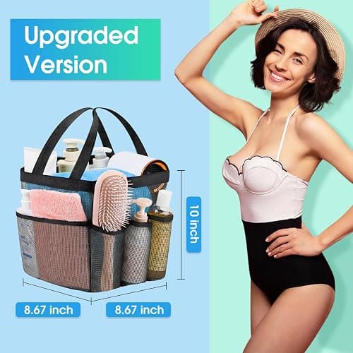 Attmu Mesh Shower Caddy Portable for College Dorm Room Essentials with 8 Pockets, Hanging Shower Caddy Dorm Basket, Quick Dry Shower Bag for Bathroom thumbnail 3