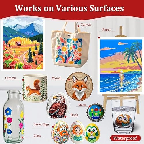 Gelanty rotuladores acrilicos, 60 colores marcadores acrílicos con Punta de Pincel Flexible, Líquido Directo acrylic brush markers para Pintura sobre Roca, Cerámica, Madera, Vidrio thumbnail 6