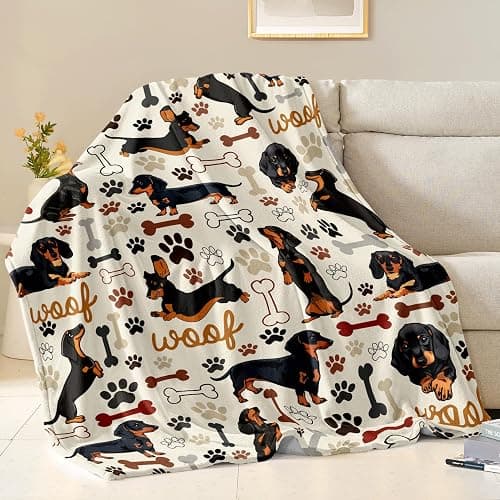 Dachshund Blanket Gifts for Wiener Dog Lovers Soft Flannel Dachshund Throw Blanket Birthday Stuff Gifts Decor for Kids Adults 50"X40" thumbnail 2