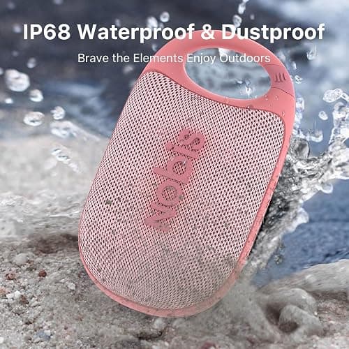 NOBIS Clip N1 Portable Bluetooth Speaker with App, Beat Mode, Up to 24H Playtime, IP68 Waterproof, BT 5.3, HD Sound, Stereo Pairing, Custom EQ, Perfect for Outdoor, Home and Adventure (Pink) - Pink thumbnail 4