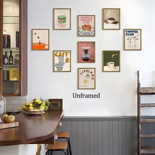 XYHYRA Coffee Wall Art Set of 9, Vintage Coffee Bar Canvas Prints Poster, Cafe Club Matcha Latte Pancake Kitchen Artwork Wall Decor for Coffee Bar Dining Room Home Decor 8x10 Inch Unframed thumbnail 8