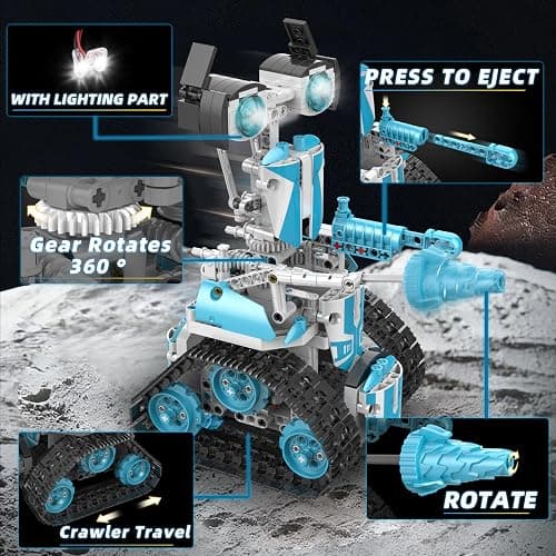 Suplanet STEM Robot for Kids Ages 8-14, 5-in-1 Remote Control and APP Programmable Robot Toys - 720 Pcs DIY Building Science Educational Kit, Building Block Birthday Present for Teen Boys Girls thumbnail 4