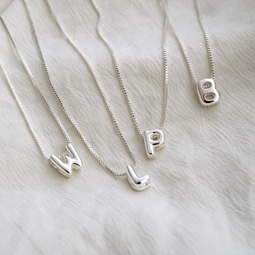 14K Gold Plated Bubble Letter Necklace, Tarnish Free and Waterproof Dainty Initial Necklace for Women, Trendy Personalized Gold Jewelry Gift for Her thumbnail 6