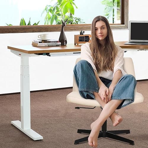 FDW Criss Cross Chair Armless Cross Legged Office Desk Chair Adjustable Swivel Ergonomic Desk Chair No Wheels U Shaped Backrest with Wide Seat Native Sponge Computer Task Vanity Chair for Home Office thumbnail 2