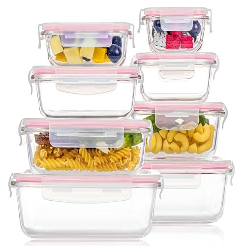 Vtopmart 8 Pack Glass Food Storage Containers with Airtight Lids, Glass Meal Prep Containers, Lunch Containers for Microwave, Oven, Freezer and Dishwasher, BPA Free - Image 1