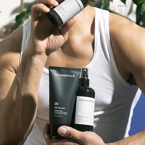 HommeFace Men’s Daily Trio 3-Step Daily Routine Set with Face Wash, Herbal Spray Toner & Moisturizer - Korean Skincare Technology with CICA, Tea Tree Leaf & Witch Hazel Extracts, for All Skin Types thumbnail 8