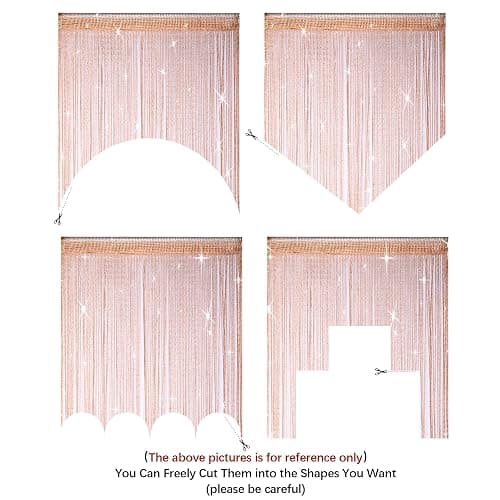 2 Pack 39 x 79 Inch String Curtains Door, Hippie Room Decor Beaded Curtains for Doorway, Closet Curtains, Room Divider Privacy Decor, Boho Home Decoration for Bedroom, Party, Champagne thumbnail 6