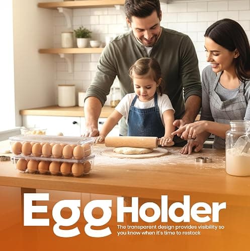 Utopia Home Egg Container With Lid and Handle for Refrigerator Organization- Pack of 2 - Clear Stackable Egg Holder for Kitchen or Pantry Organizers and Storage thumbnail 4
