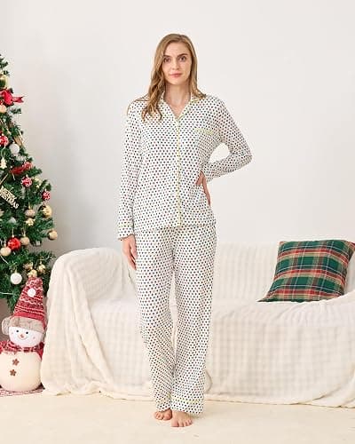 HMPEAIIY Women Y2k Monkey Pajamas Set Button Down Sleepwear Loungewear Pjs for Jammies Party Christmas Thanksgiving Gift thumbnail 4