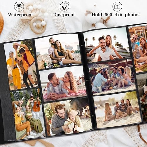 Artmag Photo Picutre Album 4x6 500 Photos, Extra Large Capacity Leather Cover Wedding Family Photo Albums Holds 500 Horizontal and Vertical 4x6 Photos with Black Pages(Pink) thumbnail 4