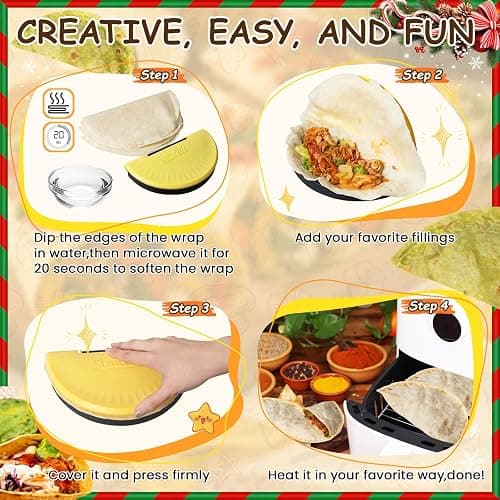 1Pack Tortilla Crimper, 10-12” Flour Tortilla Sealer | DIY Make Sealed Tacos, Quesadillas, Burritos & More | Tortilla Press for Christmas Party | BPA-Free, Dishwasher Safe, Tortilla Press Maker thumbnail 4