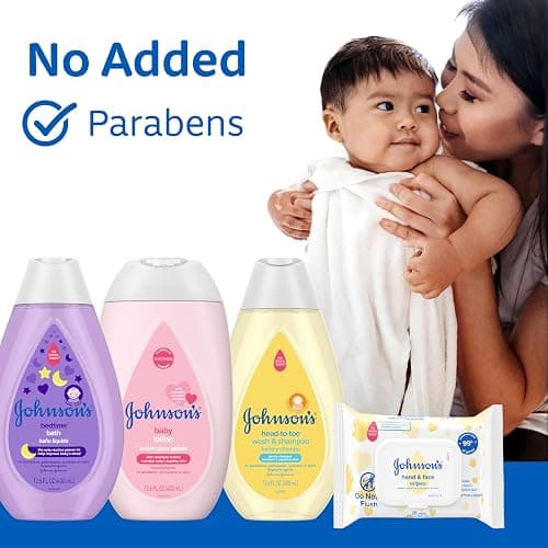 Johnson's Baby Here Comes Baby Gift Set, Baby Essentials for New Parents with Moisturizing Lotion, Bedtime Bath, Body Wash & Shampoo, Hand & Face Wipes, & Diaper Rash Cream, 5 Items thumbnail 6