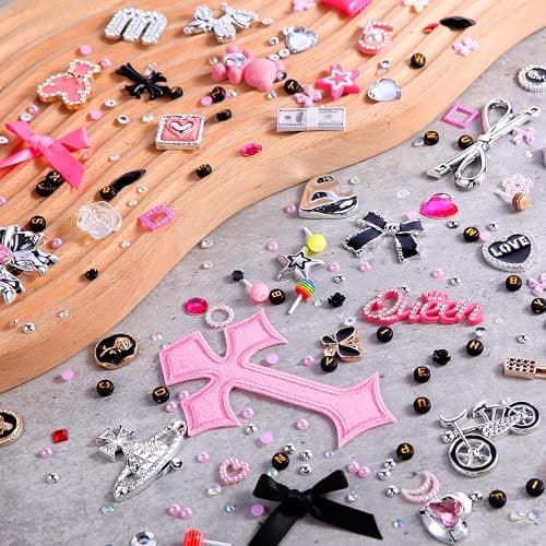 2380 Pcs Junk Phone Case Charms Kit,Charms for Customizing Diy Cases ，With Nail Accessories,Cute Bow,Flatback Pearls,Star,Love, Candy,Letter Beads,Cute Aesthetic Big Decor for Personalization thumbnail 7