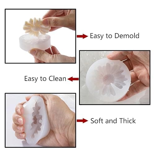 KCKHFA Daisy Flower Silicone Candle Mold, Moldes para Velas for Candles, Handmade Soaps, Bath Bombs, Lotion Bars, Resin Crafts, Concrete Decorations thumbnail 5