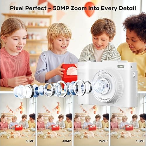 4K Digital Camera for Photography, Small Vlogging Camera with Flip Screen for YouTube, 50MP 16X Zoom, Portable Travel Cameras with 32GB SD Card for Beginners(White) thumbnail 2