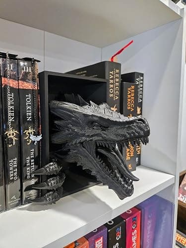 Dragons Awakening Book End – Fantasy Book Nook Insert for Dragon Readers – Unique Home Decor for Bookshelves & Libraries (Black - 2 Arms) thumbnail 5