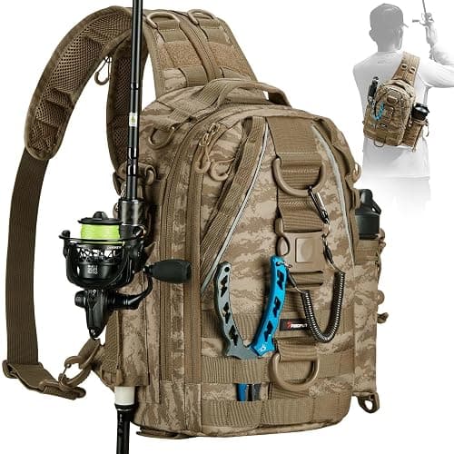 Piscifun Fishing Tackle Backpack with Rod & Gear Holder, Lightweight Outdoor Water-Resistant Fishing Shoulder Storage Bag - Image 1