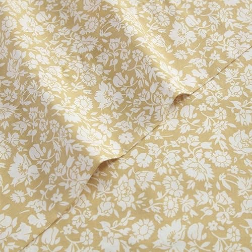 Laura Ashley - King Sheets, Cotton Percale Bedding Set, Lightweight & Breathable Home Decor, Oeko-Tex Certified (Heirloom Ditzy Gold, King) thumbnail 7