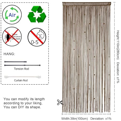 YIIBAII Beaded Curtain Beaded Curtains for Doorways Crystals Suitable for Interior Hanging Decoration and Partitions Closet Curtains (39"x110", Coffee) thumbnail 5