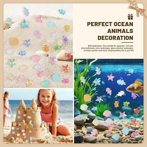 Yonseng 400pcs Luminous Mini Ocean Resin Animals Starfish Jellyfish Seashell Mini Turtles Set Resin Animals Tiny Sea Models for Dollhouse Miniatures DIY Fish Tank Fairy Garden Micro Landscaping thumbnail 5