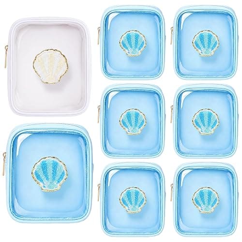 Sunnymove 8 Pcs Seashell Chenille Patches Bachelorette Party Decor Blue White Last Toast on The Coast Waterproof Clear Makeup Bag with Zipper Gifts Bridal Bag for Summer Beach Wedding Party - Image 1