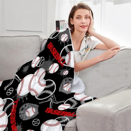 HUGTAIL Baseball Gifts for Boys，Baseball Blanket ，Baseball Team Gifts，Baseball Coach Gifts，Baseball Blanket Gifts，Baseball Team Baseball Lover Gifts for Kids Teens Adults 50"x40" thumbnail 3