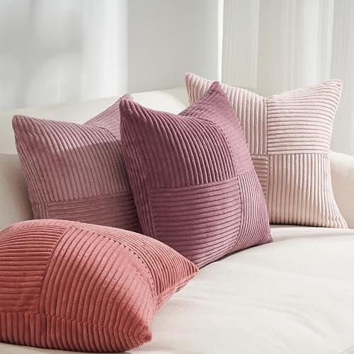 Topfinel 40x40 Kissenbezug Rosa 4er Set Windmühlenform Cord Sofakissen Kissen Aesthetic Frühlingshaft Sommer Kissenhülle Kissenbezüge für Wohnzimmer Dekokissenbezug Dekokissen Balkon Farbverlauf thumbnail 3