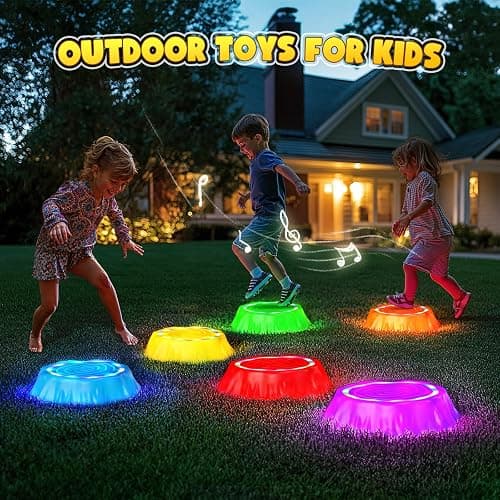 Flooyes Stepping Stones for Kids, 6pcs Light up & Music Non-Slip Stepping Stones, Sensory Toy for Toddler Balance & Coordination Skills, Indoor & Outdoor Toys, Toys for Toddlers Ages 3-5 thumbnail 7