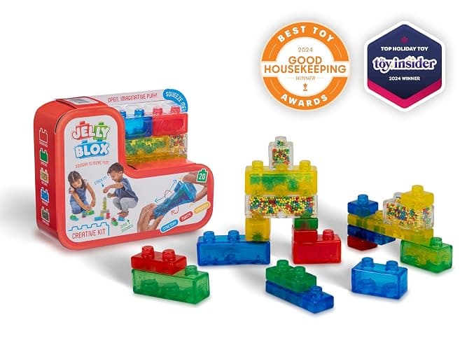 Goliath Jelly Blox Creative Kit | Includes 20 Blocks | Toddler & Preschool Building Blocks Kids Can Squeeze, Stretch, Squish | MESH ACCREDITED | Safety Tested & Ouch-Free | Sensory Play Toy Ages 2+ thumbnail 3