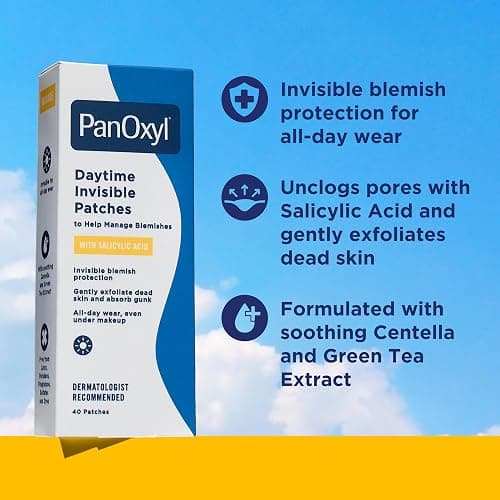 PanOxyl Daytime Invisible Patches, Salicylic Acid, 40ct, 20 Large & Small | Help Manage Blemishes, Unclog Pores & Exfoliate, Soothing Centella, Latex-Free, Vegan, All-Day Protection, For All Skin Types thumbnail 2